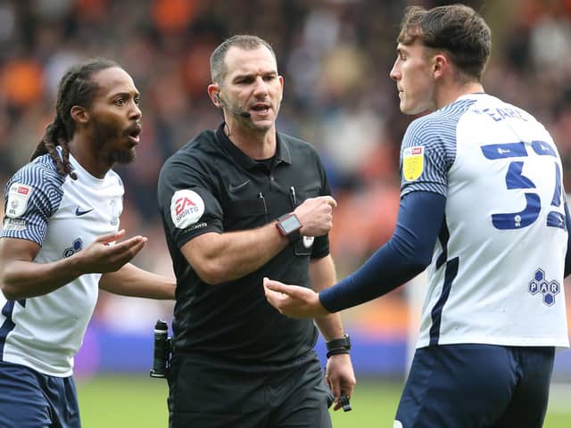 Tim Robinson in the middle for PNE's game with Blackpool.