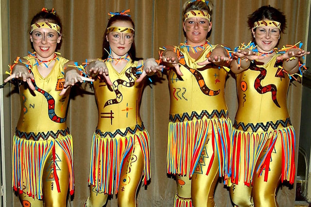Dancers from the Rhythm of the Heat, 2004. From left, Emma Hardy, Deanne Worsencroft, Helen McDonald and Tina Meehan.