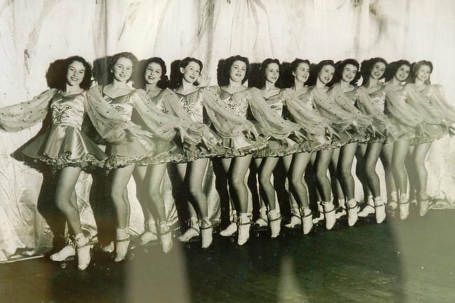 Dancers at the Royal Command Performance Palladium in 1948. Beryl Whittaker is pictured fourth from the left