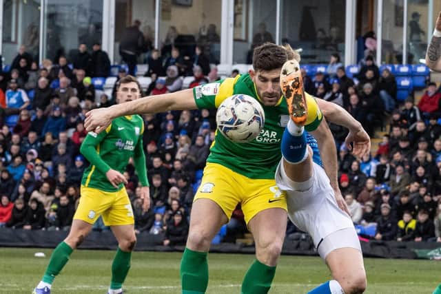 PNE striker Ched Evans puts his head in where it hurts against Peterborough