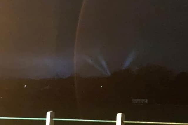 The lights flashing across the night sky - spotted as far away as Bolton - were part of a 'zombie apocalypse' breaking out at the former Camelot theme park in Charnock Richard