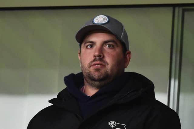 American businessman Chris Kirchner pictured watching Derby County in November - he was at Deepdale to see PNE in action last week