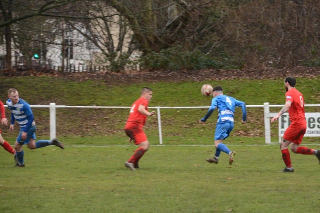 Carl Robinson drives forward for Glasshoughton Welfare against Selby Town. Picture: Rob Hare
