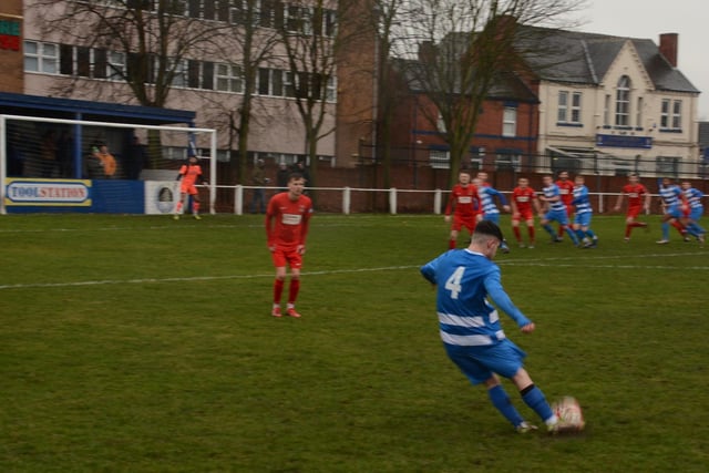 Carl Robinson plays the ball into the box for Glasshoughton Welfare. Picture: Rob Hare