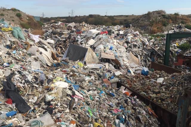 Mountains of rubbish left at an abandoned site at Heysham Business Park. W2R cleared 15,000 tonnes of waste from the Morecambe site. Picture courtesy of W2R.