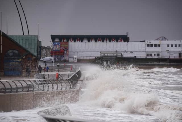 The scenes in Blackpool on Friday as Storm Eunice hit Lancashire.