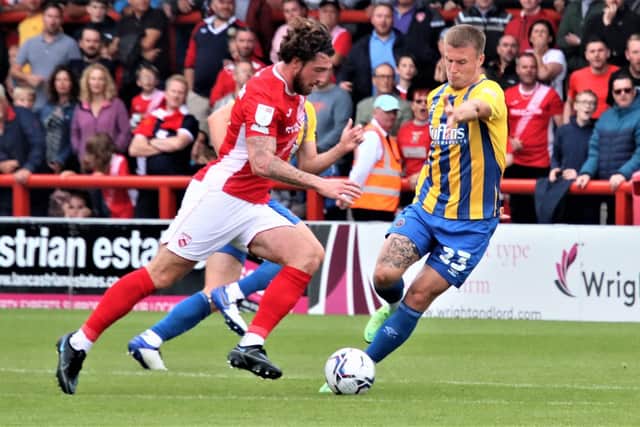 Cole Stockton scored when Morecambe beat Shrewsbury Town on home soil last August