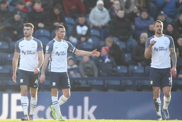 Preston North End players show their disappointment after conceding early on against Reading at Deepdale