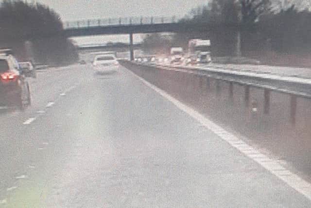 A speeding driver was pursued by police after he sped past them at over 100mph on a rain-soaked M6 today (Sunday, February 20)