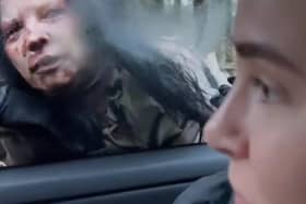 Sharing a clip with her 6 million Instagram followers, 22-year-old Molly said: 'We came to a horror drive in cinema... and my windscreen wiper took out one of the actors. Sorry to the actor!' Credit: Instagram/Tommy Fury