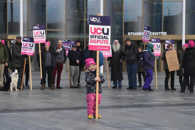 UCU members at the University of Central Lancashire (UCLan) took to the picket lines today over pay and working condition disputes.