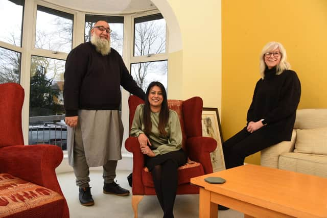 Omar Khan of Preston United, Naz Zaman of Lancashire BME Network and Sarah Taylor of Macmillan.