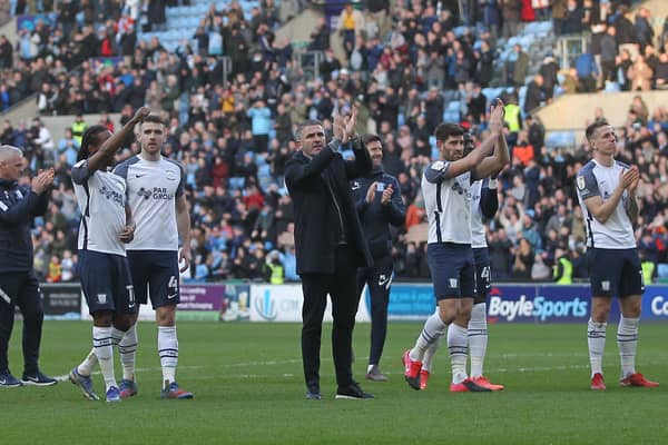 North End manager Ryan Lowe and his players salute the travelling fans