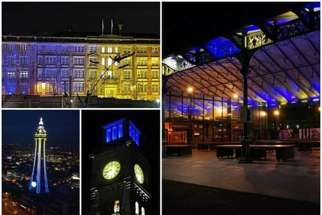These Lancashire buildings were lit up in solidarity with Ukraine at the weekend