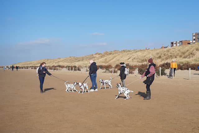 Members of the Dally Rally on St Annes Beach this morning