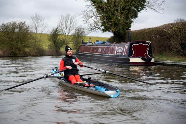 Jordan North on day two of his 100 mile rowing challenge for Comic Relief