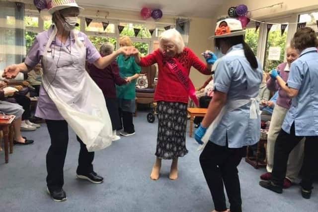 Staff danced to music from the 1920s to celebrate her 100th birthday