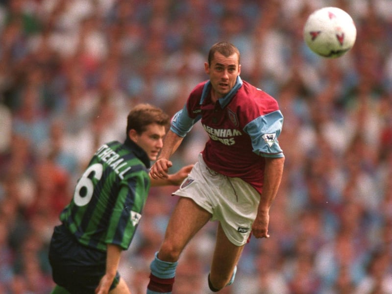 West Ham United's Don Hutchison goes past David Wetherall during the Premiership match at Upton Park in August 1995.
