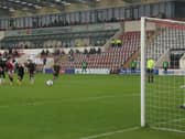 Adam Phillips' penalty gave Morecambe victory against Port Vale earlier in the season