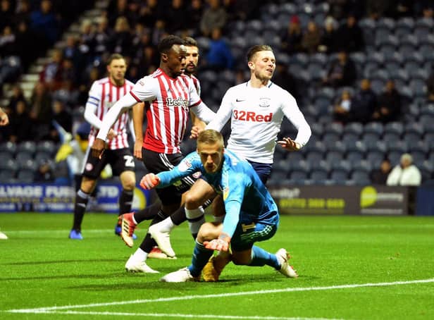 Alan Browne gives Preston North End the lead against Brentford in October 2018