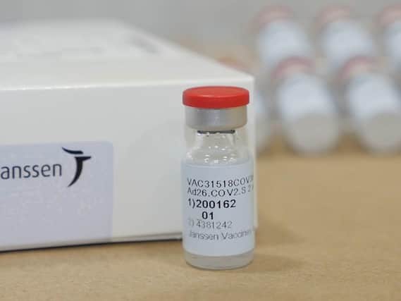 Undated handout photo issued by Johnson and Johnson showing vials of the Janssen Covid-19 vaccine. The single-shot vaccine, which has been developed by Johnson and Johnson's pharmaceutical arm Janssen, is 66 percent effective at preventing moderate to severe Covid019 but offers high protection against people needing to go to hospital, trial results show. The UK has ordered the 30 million doses of the vaccine, with the option of 22 million more. Issue date: Friday January 29, 2021. Picture: PA Wire/Janssen Pharmaceutical Companies