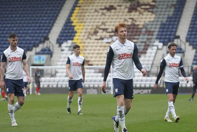 Preston North End players troop off the pitch at Deepdale after their 5-0 defeat to Brentford