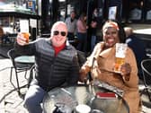 Catherine and David Scarfe enjoy an early morning drink at the Market Tavern.