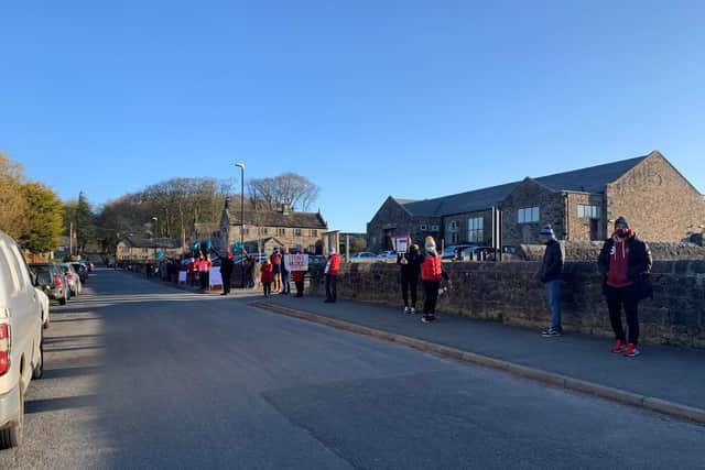 A picket outside Stonyhurst College, Clitheroe as teachers strike over pensions.