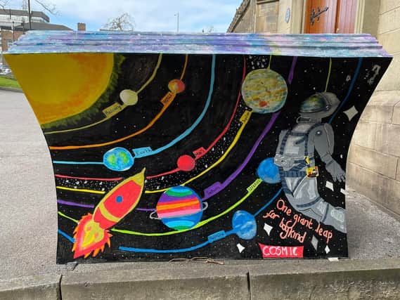 The Cosmic bench created by pupils from St George’s CE Primary School