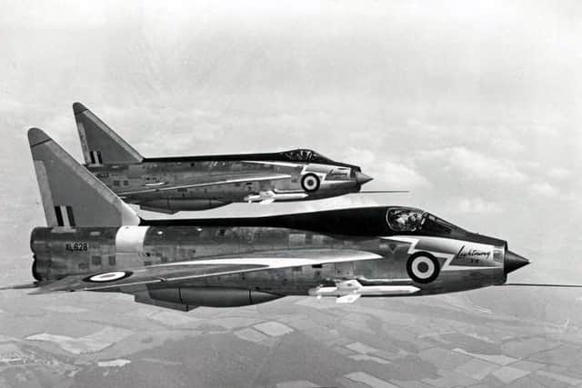 Lightning XL628 aircraft in the foreground which was abandoned by John Squier on October 1, 1959