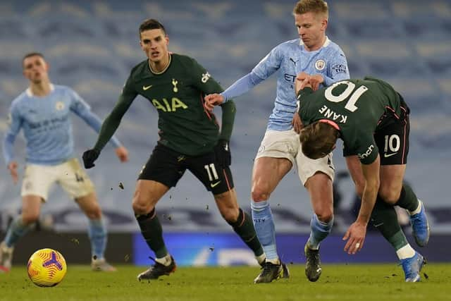 Action from Manchester City's game against Tottenham - two of the six English clubs who have reached an agreement to form a new European Super League