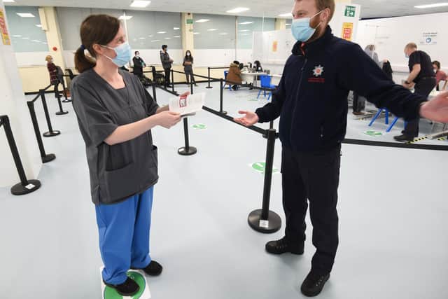 Inside the vaccination hub at the St John's Shopping Centre, Preston, where the new Moderna vaccine will be administered