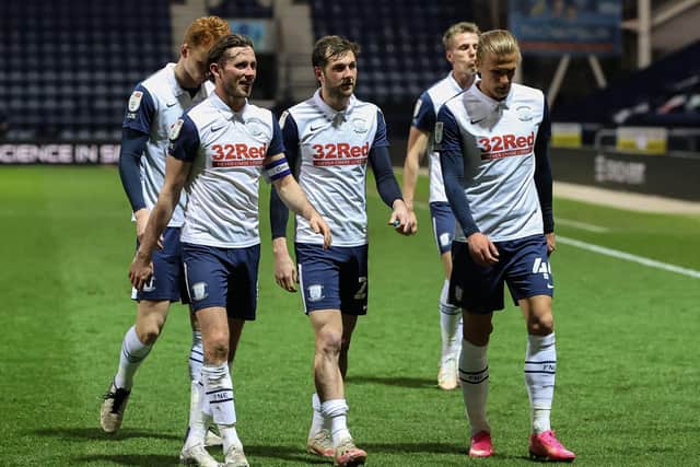 Preston North End players leave the pitch after their 3-0 win over Derby at Deepdale