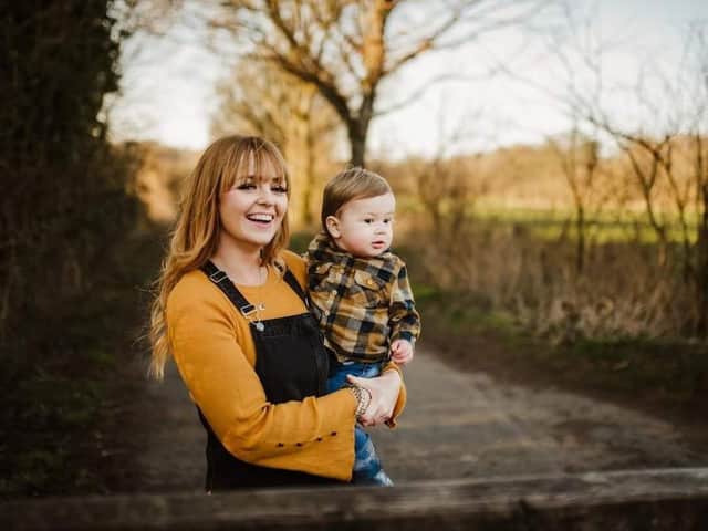 Hollie Dring found a lump when playing in bed with her 18-month-old son Theo