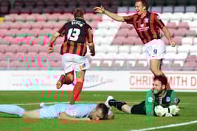 Joel Bryom scores for Preston North End in their 4-4 draw at Coventry in August 2013