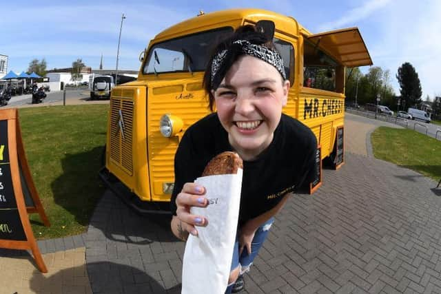 Kally Draycott manages the new Mr Cheesy van at Preston Docks