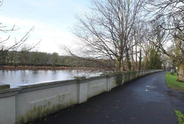 The existing Broadgate flood defences, pictured just prior to the removal of hundreds of riverside trees earlier this year