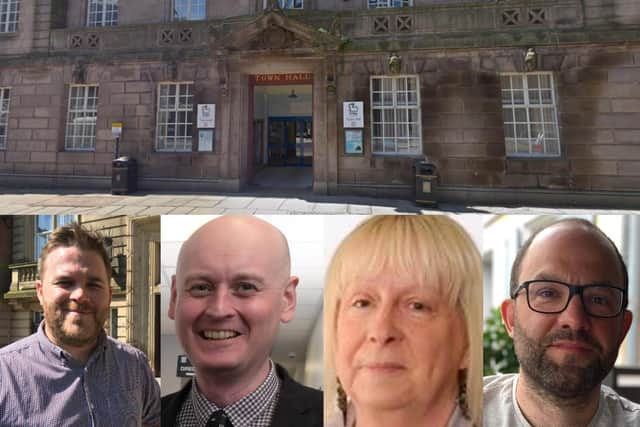 Hoping you will give your vote to their party at the Preston City Council elections on 6th May - Liberal Democrat group leader John Potter; Labour group and council leader Matthew Brown; Conservative group leader Sue Whittam; and Preston Green Party chair David Nicholson