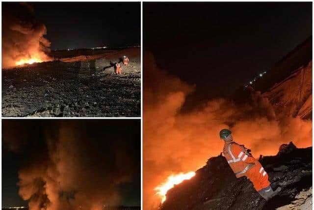 The fire service says a section of landfill about the size of a football pitch has been burning overnight in Bury and the smell of burning rubbish has been reported in South Ribble and Chorley today (Monday, April 26)