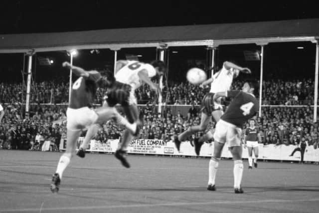 Sam Allardyce heads Preston North End's equaliser against West Ham United at Deepdale in September 1986