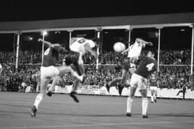 Sam Allardyce heads Preston North End's equaliser against West Ham United at Deepdale in September 1986