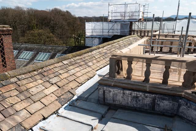 The view from the rooftops at Astley Hall as renovation work is underway