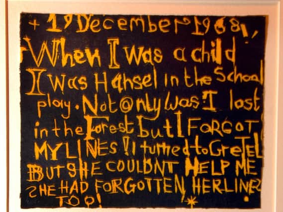 A piece of Bob and Roberta Smith art previously displayed at the Harris