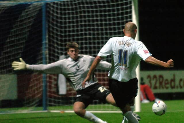 Danny Dichio fires Preston North End in front against Barnsley in the Carling Cup in August 2005