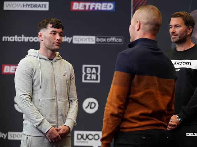 Scott Fitzgerald squares up to Gregory Trenel (photo: Matchroom boxing)