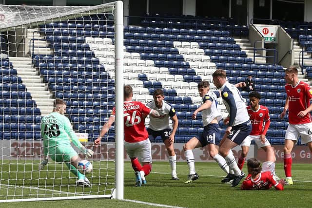 Jordan Storey gives Preston North End the lead against Barnsley at Deepdale