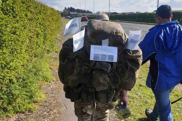 He walked 154 miles to ITC Catterick and back to remember his mum Denise