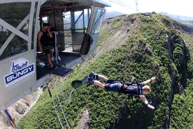 Sam Parker bungee jumping before his illness