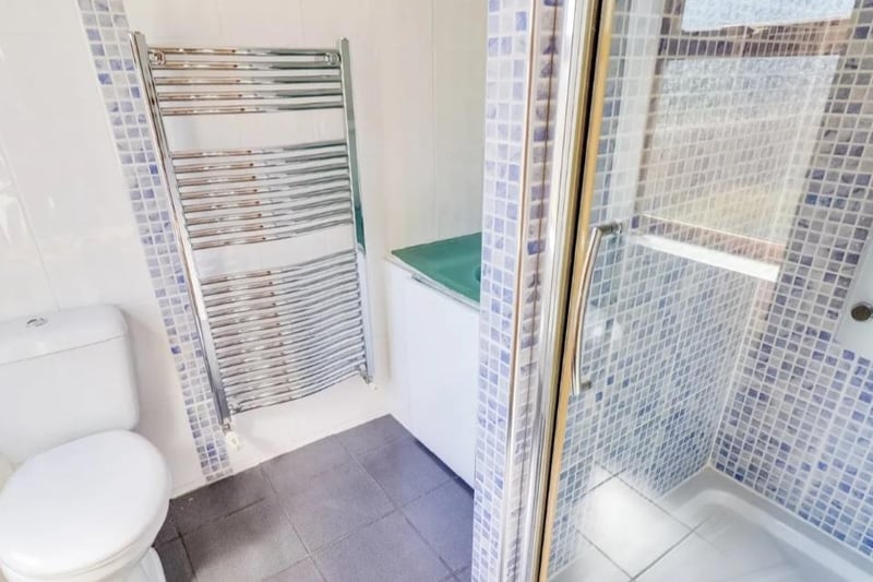Three piece suite, fully tiled walls and floor with underfloor heating, c