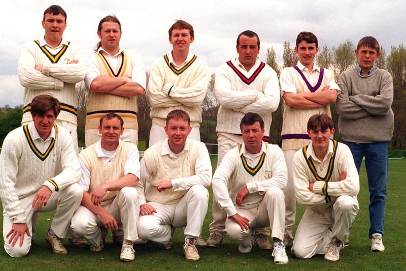 Rothwell CC in May 1996. Back: Nigel Danby, Jon Cockroft, Dave Stocks, Phil Smith, Simon Danby and Karl Ward. Front: Michael Adams, Martin Brock, Richard Hopwood, John Baddeley and Craig Ancliffe.